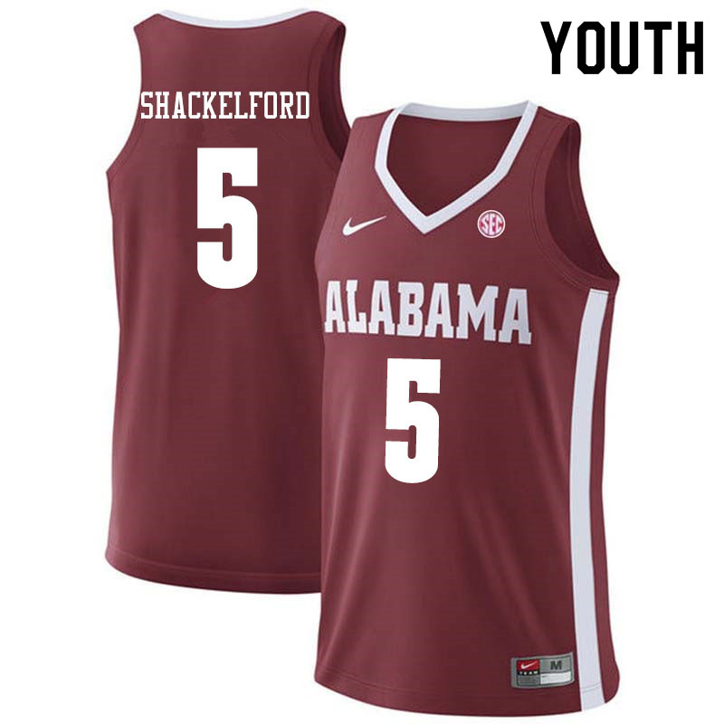 Youth #5 Jaden Shackelford Alabama Crimson Tide College Basketball Jerseys Sale-Crimson